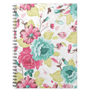 Cuaderno Resumen Elegancia Patrón sin costura con bac flora