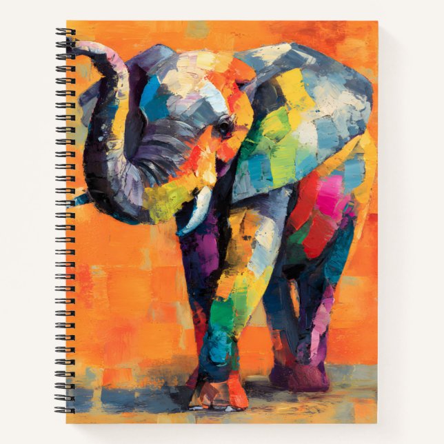 Cuaderno Resumen feliz elefante arcoiris (Anverso)
