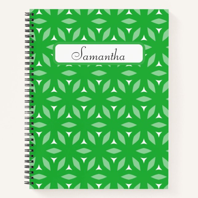 Cuaderno Resumen floral geométrico verde (Anverso)