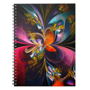 Cuaderno Resumen floral moderno Patrón azul rojo del arte #