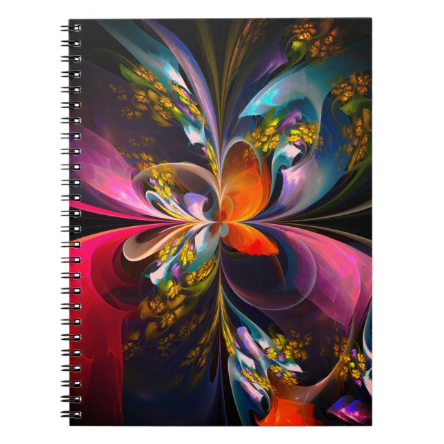 Cuaderno Resumen floral moderno Patrón azul rojo del arte # (Frente)