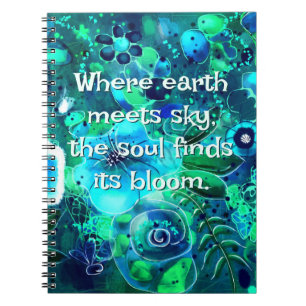 Cuaderno Resumen Floral Verde azulado Azul Verde Personaliz