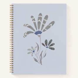 Cuaderno Resumen Flores psicodélicas en escala de grises