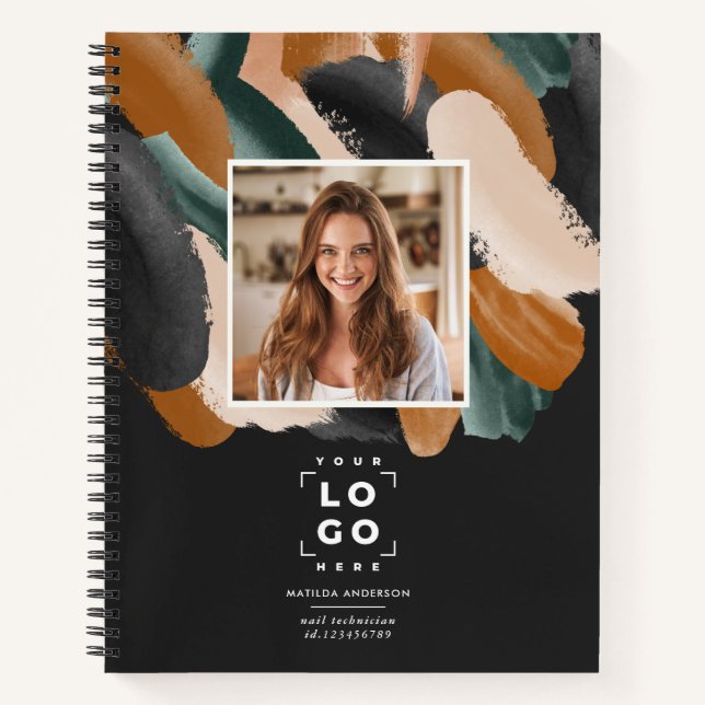 Cuaderno Resumen fotográfico mínimo de color verde terracot (Anverso)