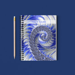 Cuaderno Resumen Fractal De Espiral Blanca Gris Azul Con No