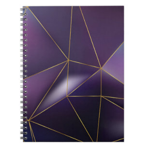 Cuaderno Resumen geométrico púrpura con líneas doradas