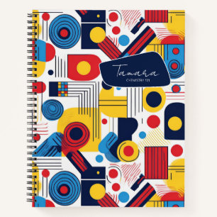 Cuaderno Resumen geométrico retro Pat#10 Red ID1067