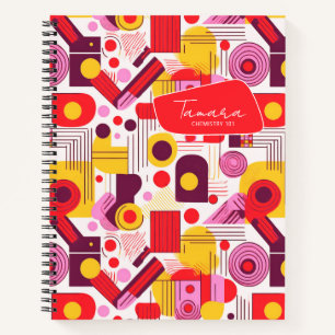 Cuaderno Resumen geométrico retro Pat#13 Red Naranja ID1067