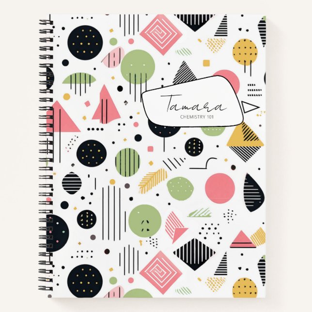 Cuaderno Resumen geométrico retro Pat#2 Sage Pink ID1067 (Anverso)