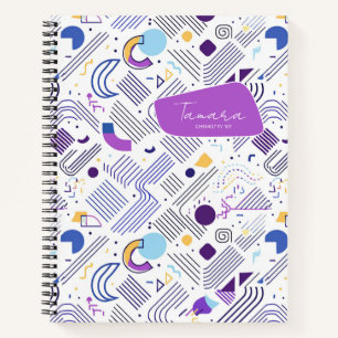 Cuaderno Resumen geométrico retro Pat#4 Purple Blue ID1067