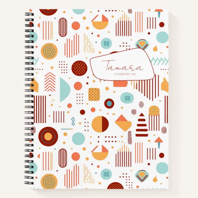 Cuaderno Resumen geométrico retro Pat#5 Brick Gold ID1067 (Anverso)