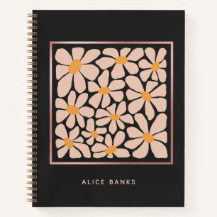 Cuaderno Resumen Groovy Daisy y marco dorado Rosa