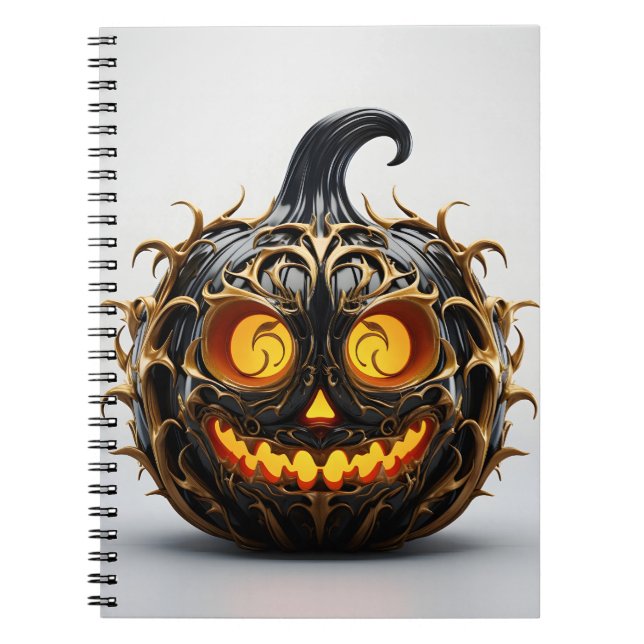 Cuaderno Resumen Halloween Elegante Calabaza Negra (Frente)