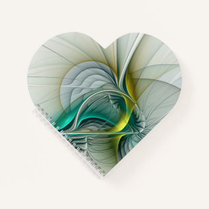 Cuaderno Resumen hipnótico Fractal Verde azulado Turquesa d