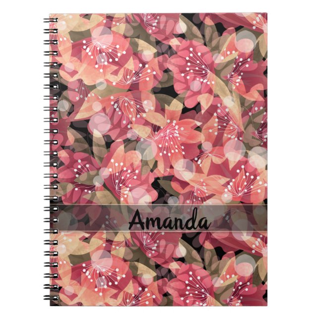Cuaderno Resumen lindo hermoso hermoso diseño floral de flo (Frente)
