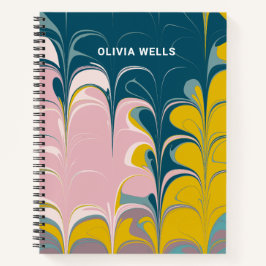 Cuaderno Resumen Marble moderno Ebru Verde azulado personal