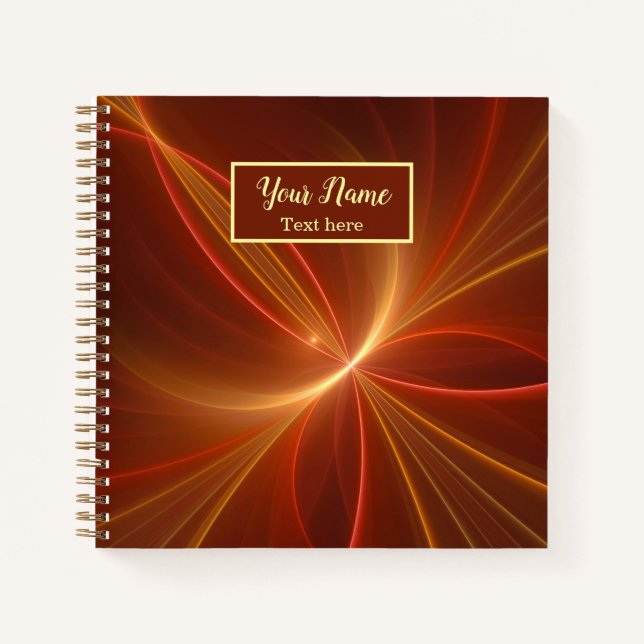 Cuaderno Resumen místico Fractal moderno color cálido nombr (Anverso)