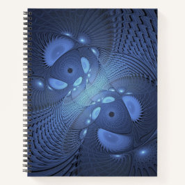 Cuaderno Resumen moderno Arte Fractal Dusk Azul trendy