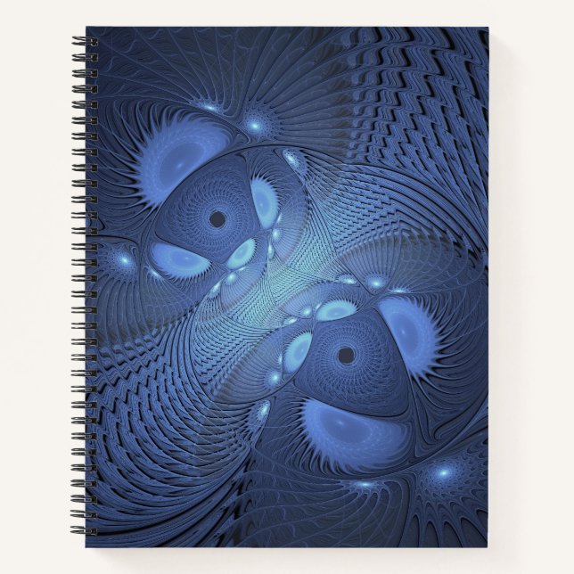 Cuaderno Resumen moderno Arte Fractal Dusk Azul trendy (Anverso)