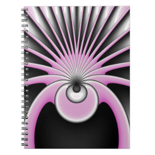 Cuaderno Resumen moderno Arte fractal Figura negra rosa gri