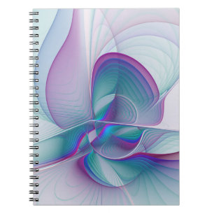 Cuaderno Resumen moderno Arte fractal rosa azul turquesa ro
