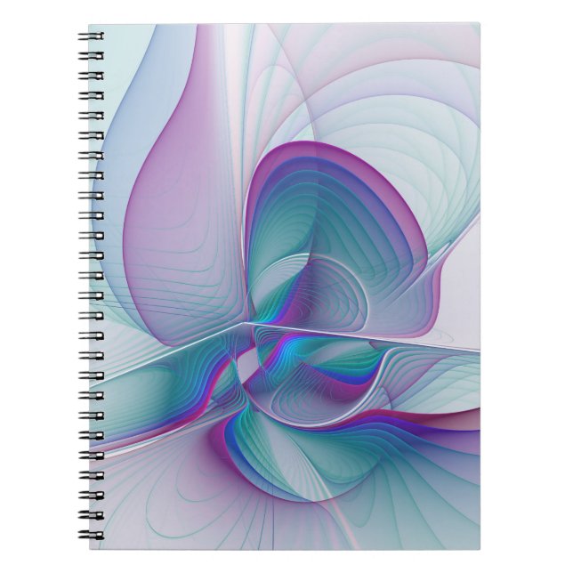 Cuaderno Resumen moderno Arte fractal rosa azul turquesa ro (Frente)