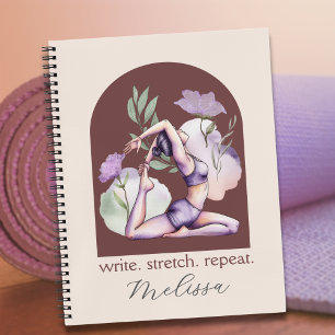 Cuaderno Resumen moderno Boho Par Purple Yoga Pose