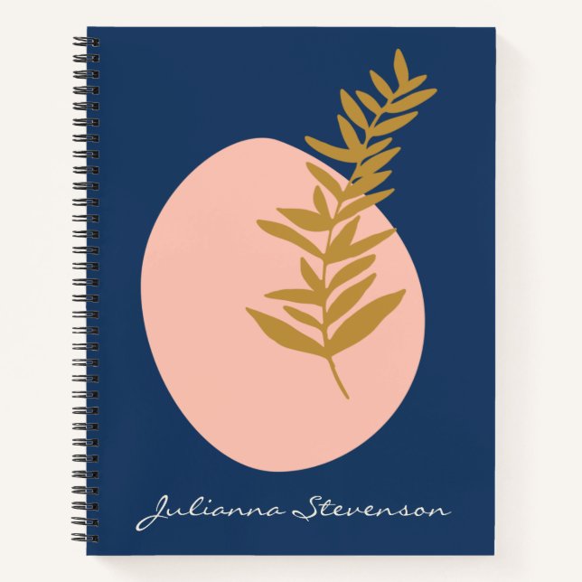 Cuaderno Resumen moderno Boho Personalizado azul del arte b (Anverso)