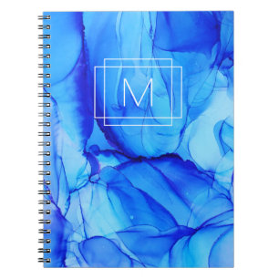 Cuaderno Resumen moderno Monograma azul morado blanco