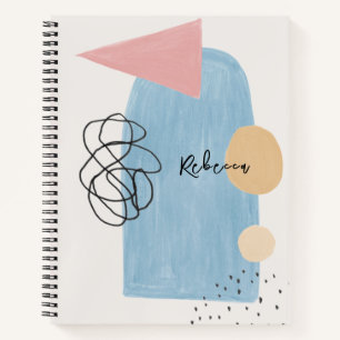 Cuaderno Resumen moderno Monograma de formas azul rosado de