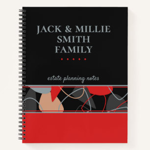 Cuaderno Resumen moderno rojo, gris y negro