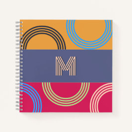 Cuaderno Resumen Monogramado Moderno de Mid Century Geométr