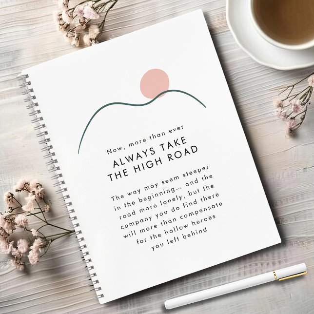 Cuaderno Resumen montaña y sol toman la carretera alta (Abstract Mountain and Sun Always Take the High Road Motivational Notebook)