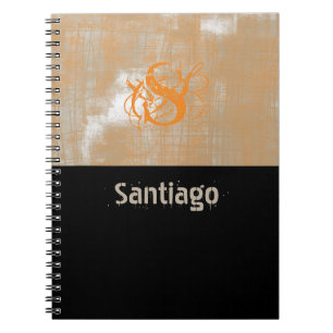 Cuaderno Resumen naranja gris blanco negro Nombre Monograma