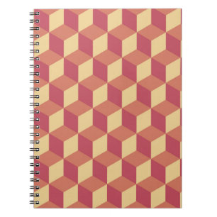 Cuaderno Resumen Naranja Patrón de cubo rojo