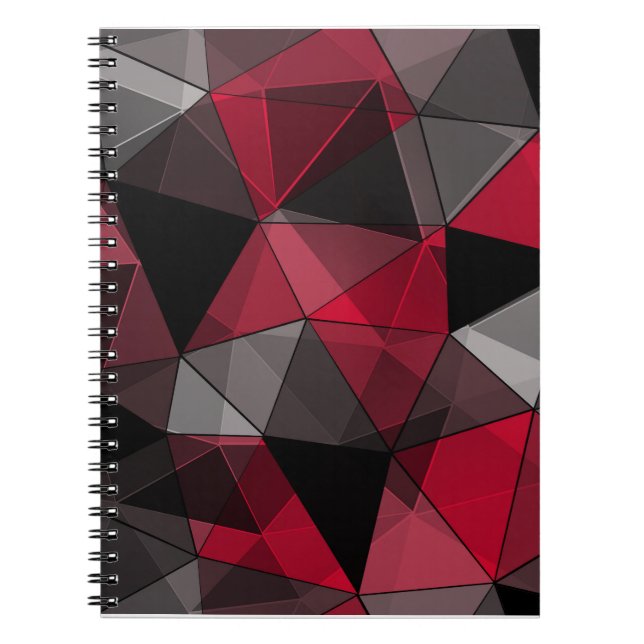 Cuaderno Resumen Negro, rojo, geométrico gris. (Frente)