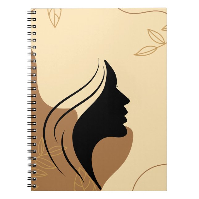 Cuaderno Resumen neutral de silueta arte digital de la muje (Frente)