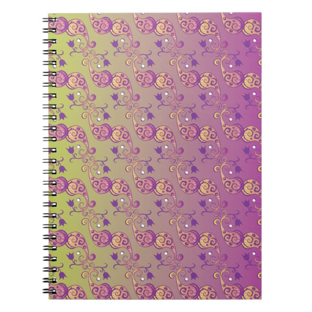 Cuaderno Resumen Pastel Verde y Paisley Rosa Floral (Frente)