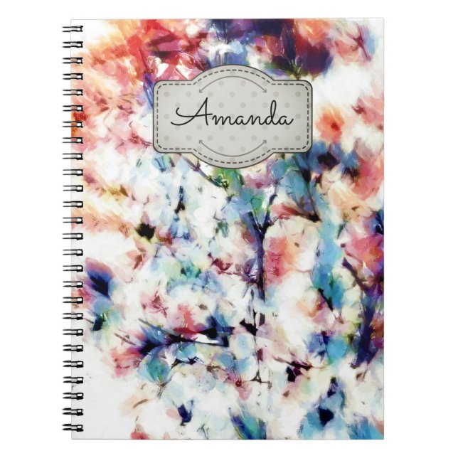 Cuaderno Resumen, patrón colorido, brillante, elegante (Frente)