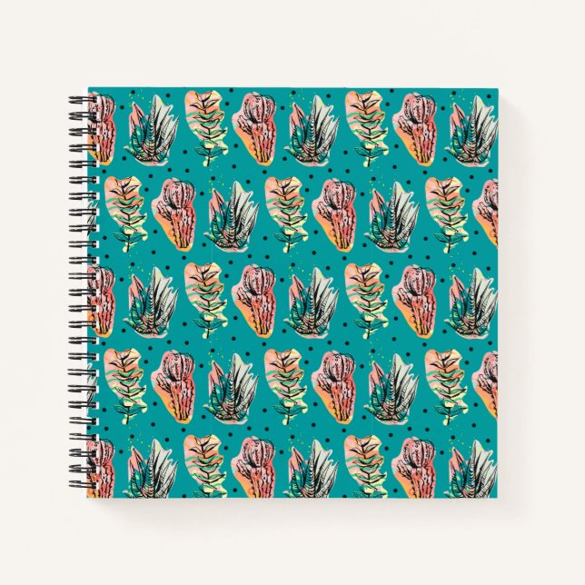 Cuaderno Resumen Patrón de Cactus Gráficos Suculentos (Anverso)