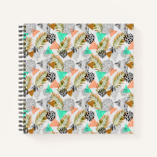 Cuaderno Resumen Patrón de hoja tropical geométrica