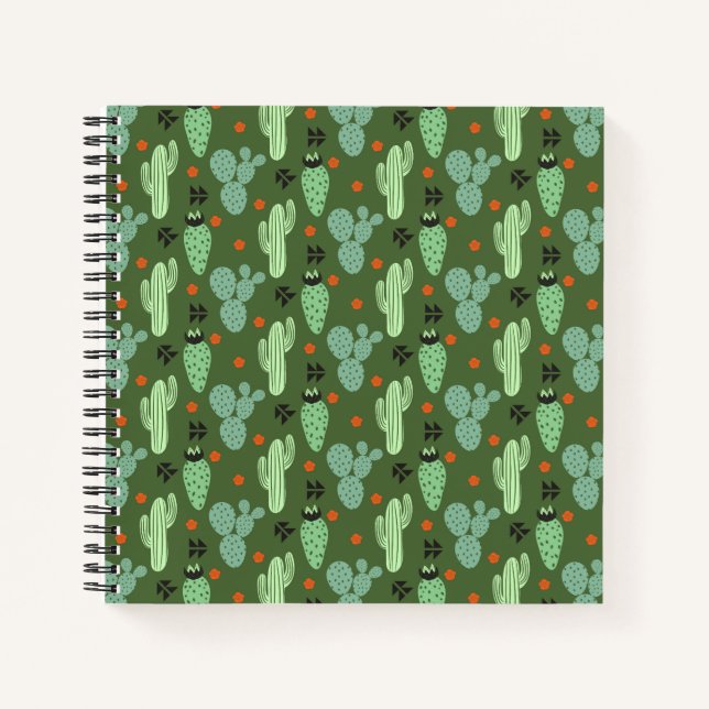 Cuaderno Resumen Patrón del Desierto de Hipster Cactus (Anverso)