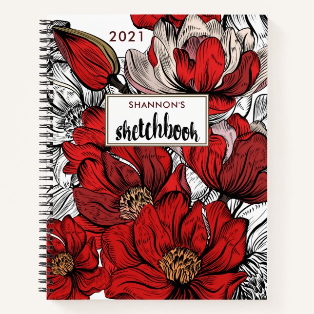 Cuaderno Resumen rojo Floral 2022 (Anverso)