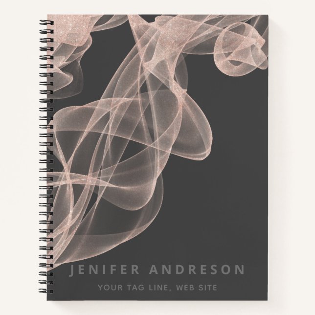 Cuaderno Resumen rosa contemporáneo purpurina de oro bolsil (Anverso)