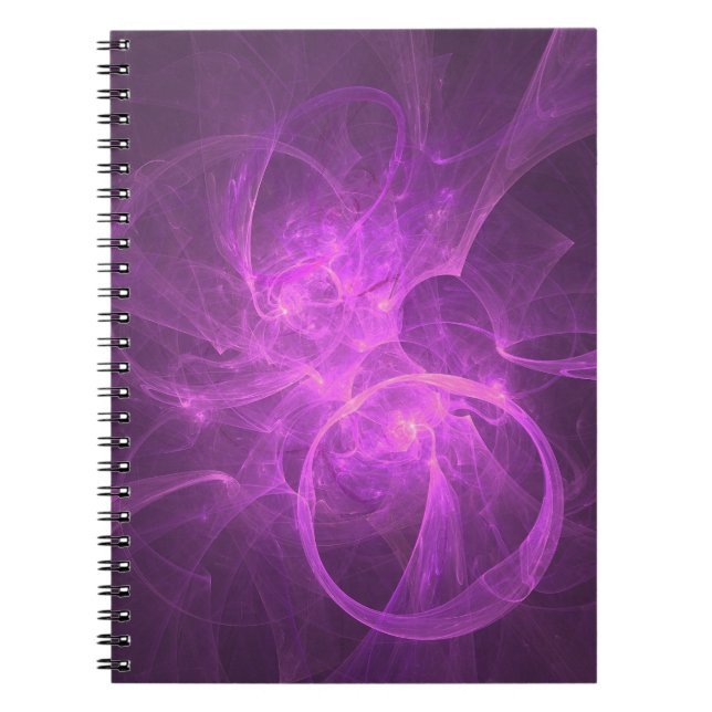Cuaderno Resumen rosa y púrpura fractal con círculos (Frente)