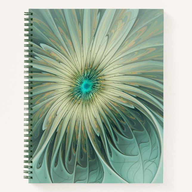 Cuaderno Resumen Sage Green Fantasy Flower Fractal Art (Anverso)