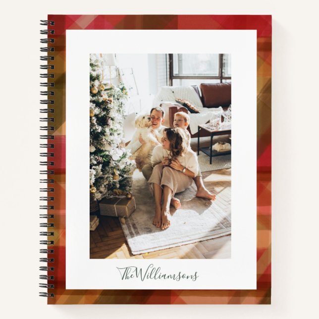 Cuaderno Resumen verde rojo plaudido Navidades de fotografí (Anverso)