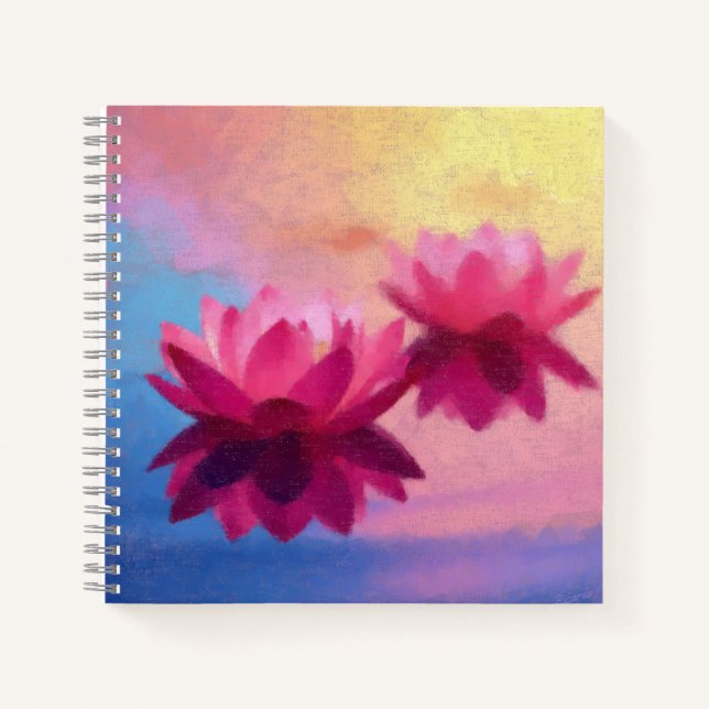 Cuaderno Resumen vibrante de Lotus Flower Art (Anverso)