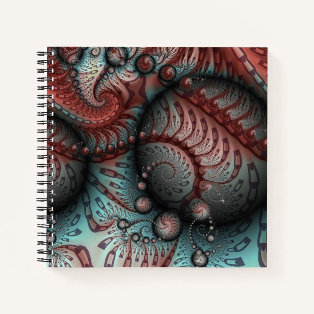 Cuaderno Resumen Vivid Fantasy Fractal Art Brown Blue (Anverso)