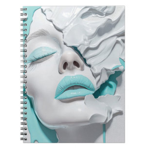 Cuaderno Retrato abstracto de niña líquida menta
